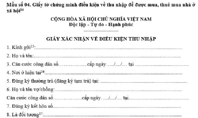 Bộ giấy tờ cần có trong hồ sơ mua nhà xã hội